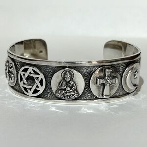 Quincy Jones Foundation Coexist Peace Cuff 925 Sterling Silver 7.25”